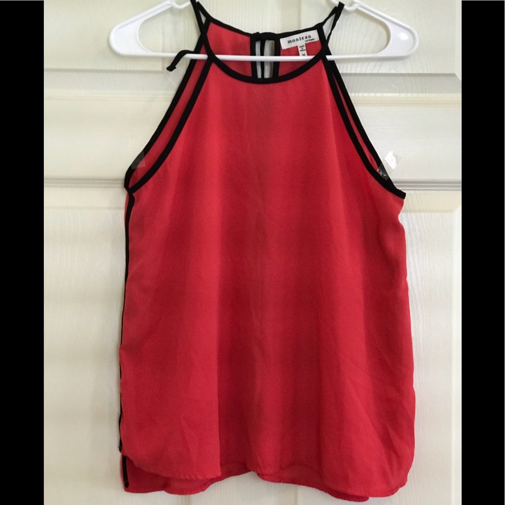 MONTEAU halter style top with trim
